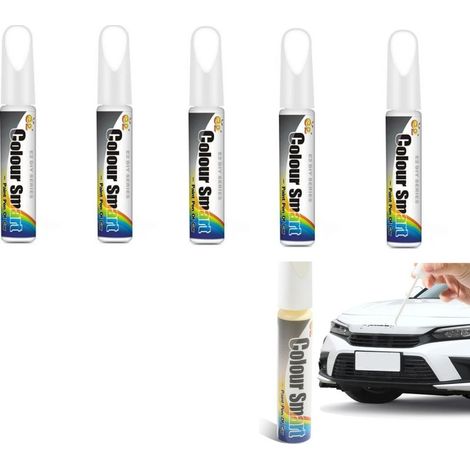 (Blanc)5Pcs Peinture Voiture,Peinture Voiture Carrosserie,Stylo Peinture Voiture,Stylo Reparation Rayure Voiture,Stylo Retouche Peinture Voiture,Anti Rayure pour Carrosserie Moto (1/5)