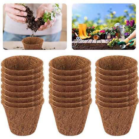 30 biologisch abbaubare Kokosnuss-Anzuchttöpfe, Set für die Anzucht von Setzlingen, umweltfreundliche Anzuchttöpfe für den Hausgarten (1/5)