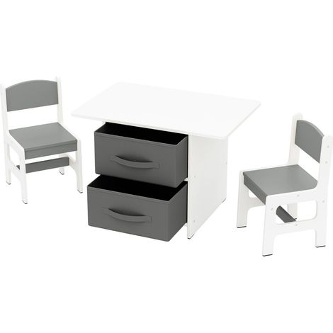 Tavolo per bambini con 2 sedie 71 x 48 x 50 cm centro attività ergonomico design moderno MDF grigio 200014078