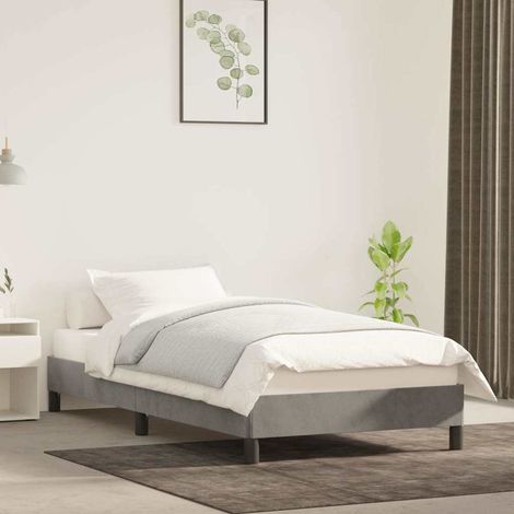 Cadre de lit sans matelas gris clair 100x200 cm velours (1/5)
