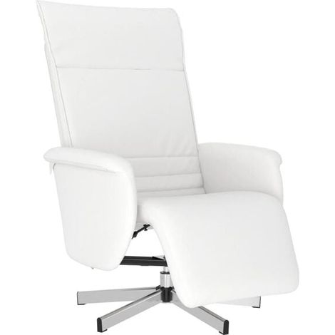 Un fauteuil inclinable avec repose-pieds, en similicuir blanc. (1/5)