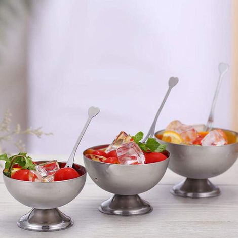 Coupe à glace en acier inoxydable, coupe à salade, bol à glace, coupe à apéritif, coupe à glace de taille moyenne, 200 ml (1/5)