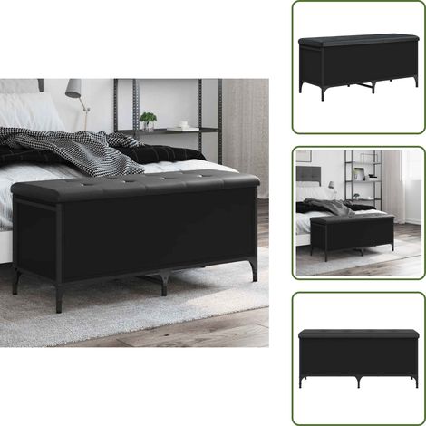 Banc de rangement noir 102x42x45 cm bois d'ingénierie - Meuble De Rangement - Banc Coffre - Banc Intérieur - Banc Design - Banc Moderne (1/5)