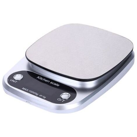 Bilancia da cucina digitale in acciaio inox – Capacità 10 kg – Precisione 1 g – Schermo LCD impermeabile – Facile da pulire e da usare