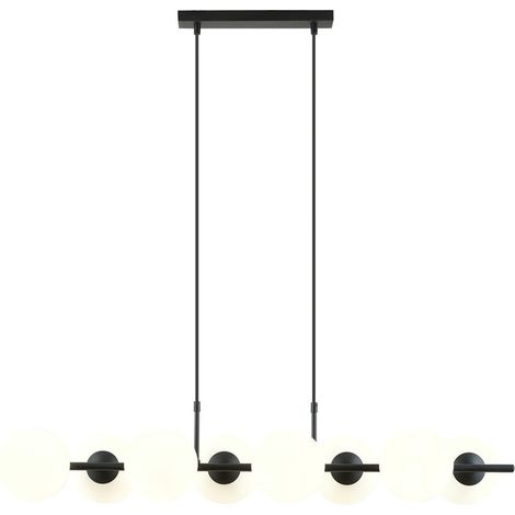 Lampada a Sospensione Rory, Acciaio verniciato a polvere, Vetro, Nero, Bianco, 115x110x29 cm (1/5)