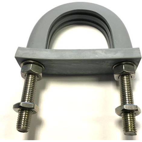Light Duty High Temperature Flame Retardant Anti-Vibration Rubber Lined U-bolt 49 mm ID (suit 40 mm NB pipe)-T316 Stainless (1/3)