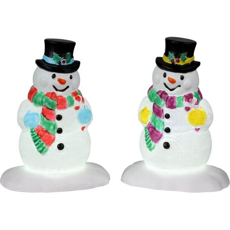 LEMAX-SOGGETTO PUPAZZI DI NEVE ILLUMINANTI SET 2 - NATALE NATALIZIO 24965