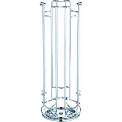 Support à capsules - Rotatif 24 capsules - Acier chromé - Design contemporain - Cylindrique Chromé Étiquette (1/3)