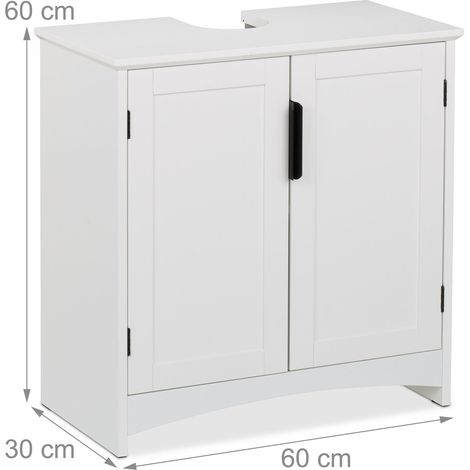Meuble sous lavabo pratique sobre 80 x 30 x 60 cm en bois blanc (1/5)
