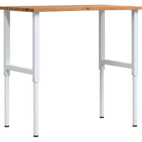 Établi marron clair 100x60x(71,5-98) cm bois de chêne massif CFW75864 (1/5)