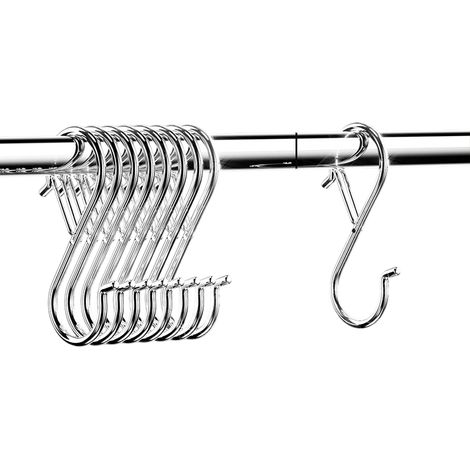 10 perchas en forma de S resistentes al viento, para cocina, dormitorio, baño y balcón, color plata. (1/3)