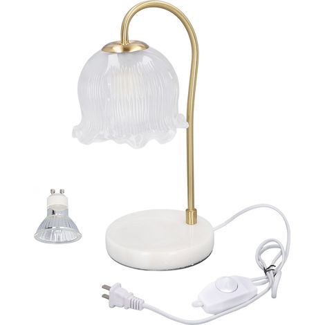 Lampe à bougie en verre marbre, diffuseur électrique dimmable avec 2 ampoules, décoration de chambre, cadeau de Noël, 220V prise CN (1/5)