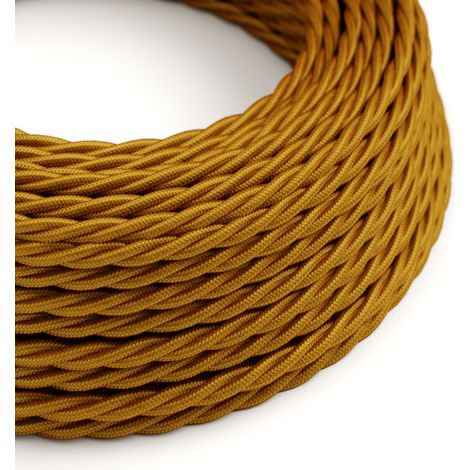 Creative-Cables, Cavo elettrico rivestito in tessuto, Oro, Sezione 3x0,75 mm², 1 m, Trecciato effetto seta (1/3)