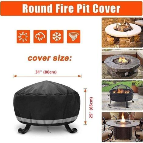 Rond Housse de Protection pour BraséRos Ø 80 x 50 cm ImperméAble,Housse brasero RéSistant aux UV,RéSistant à la DéChirure, Tissu Oxford 600D Housse pour Foyer Barbecue, Housses pour BraséRos,TRIMEC (1/3)