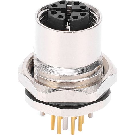 Connecteur étanche IP67 M12 femelle 8 broches, panneau arrière monté PCB, type X, soudure fil, prise jack ronde, composant électrique robuste. (1/5)
