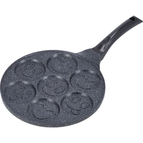 Mini poêle à fond plat antiadhésive à motif visage souriant pour plaque à induction - Idéale pour les crêpes, les hamburgers et les œufs (1/5)
