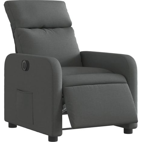 Poltrona relax porta TV con comodissima funzione reclinabile elettrica in tessuto grigio scuro DEC028345
