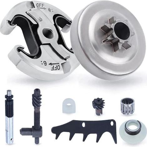 Kit de Pignon pour Husqvarna 445 445II 450 450II Tronçonneuse, ADEFOL .325 Pignon (7 dents) avec Embrayage + Griffe + Pompe à Huile + Roulement Pièces de Rechange Accessoire (1/5)