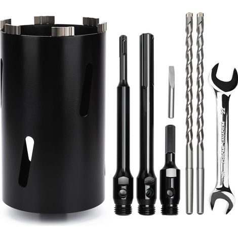 Couronne de forage 115 mm, longueur utile 200 mm avec tige Sds Plus 220 mm, SDS max 220 mm, tige hexagonale 110 mm, foret de centrage 10 x 240 mm, pour maçonnerie (1/5)