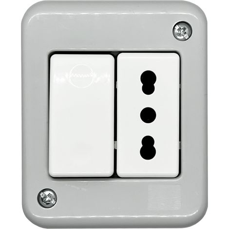 Contenitore con presa bipasso e modulo Uniko, 2 moduli, IP40 - 4Box Externa IP40 4B.IP40.BT.CU