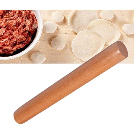 Rouleau à pâtisserie en bois multifonctionnel antiadhésif, marron clair, idéal pour la cuisine et la pâtisserie. (1/5)