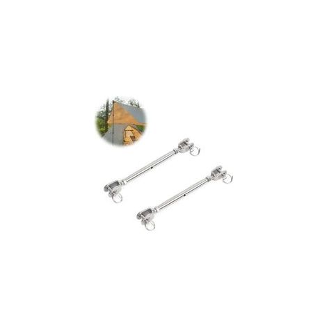 2 Pièces Tendeurs à Vis, 304 Câble Tendeur Inox, M5 Ridoir Tendeur D'auvent, Tendeur de Corde, Tendeur de Câble Ridoir vis de Ridage Fourche, pour Voilier, Auvent (1/5)