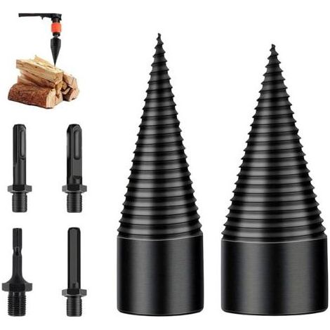 Foret fendeur à bois 45mm et 32mm – Kit avec 4 poignées – Acier au carbone pour bois dur – Fendage efficace et rapide