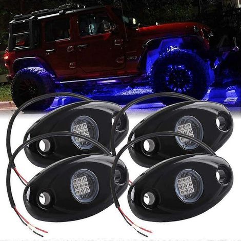 Kit de 4 lampes LED néon bleues à 9 LED pour roches, camions et bateaux. (1/5)
