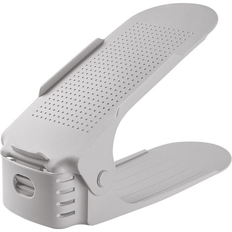 Étagère à chaussures réglable grise x2, meuble à chaussures double niveau, rangement chaussures compact pour maison, chambre et dortoir (1/5)