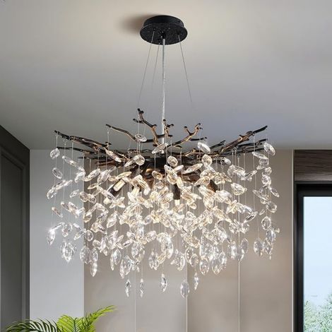 Kviflon lustre cristal noir branche 60 cm, 8 lumières K9 (1/5)