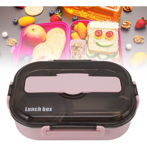 Isolierte Lunchbox aus Edelstahl 304 mit Deckel, mikrowellengeeignet, rosa, geeignet für Schüler, Büroangestellte und Erwachsene. (1/5)
