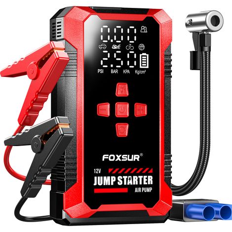 Alimentation de secours 12 V pour voiture, grande capacité, Jump Starter avec pompe à air intégrée, aide au démarrage pour voiture (1/5)