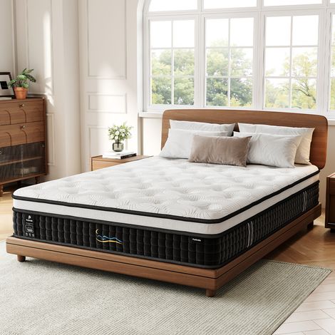 Matelas Patbrela 140x190cm - Très épais 26 cm - Mousse mémoire de forme HR,Blue Latex,Hypoallergénique