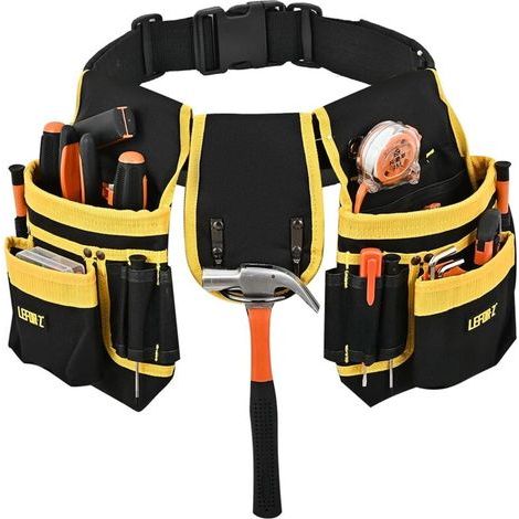 Ceinture porte-outils à 26 poches, sac à outils magnétique amovible et réglable, rembourrée et résistante, idéale pour les électriciens, les charpentiers et les ouvriers du bâtiment. (1/4)