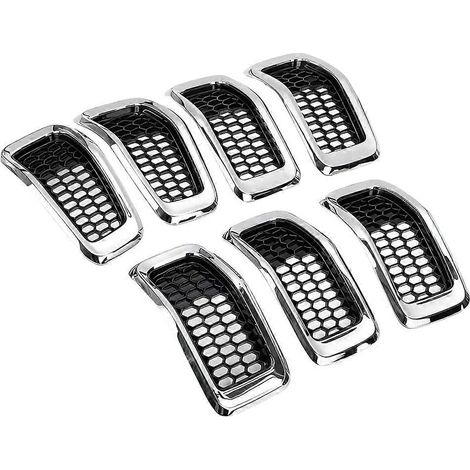 Grille de pare-chocs avant chromée en nid d'abeille, compatible avec Jeep Cherokee 2014-2018 (réf. 68303626AA). (1/5)