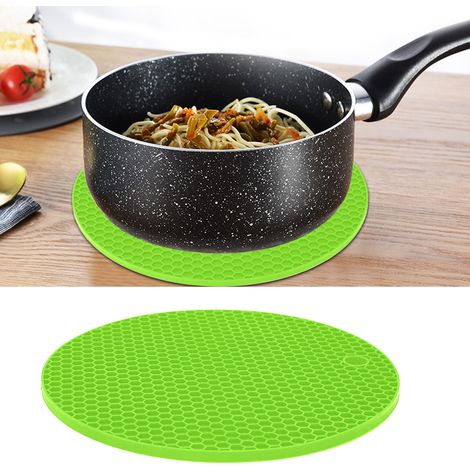 Tapis de table rond en silicone épais de qualité alimentaire, isolant pour four à micro-ondes, vert (1/5)