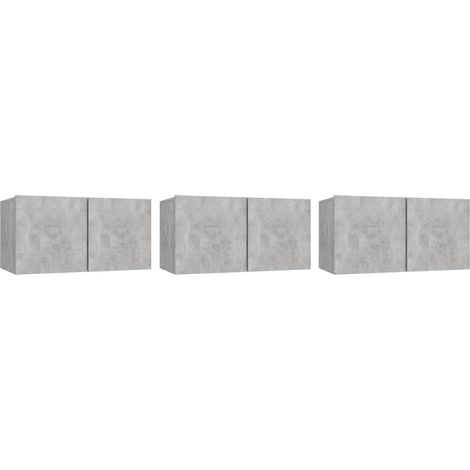 Mueble multimedia para TV estante para televisión buffet para televisión comedor salón dormitorio colgante 3 piezas 60 x 30 x 30 cm gris 020029191