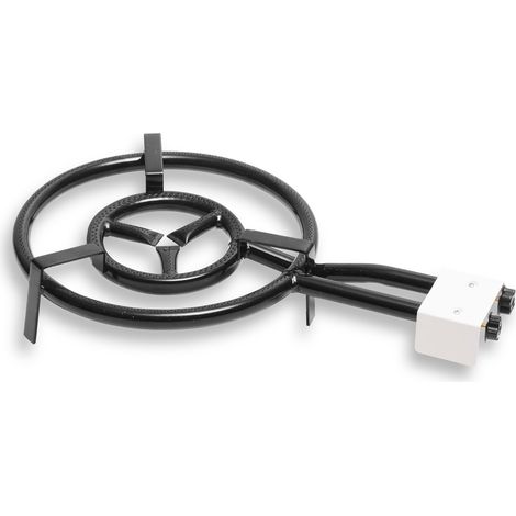 Briebe MOD400 Paellero Doble Aro 40cm, Quemador de Gas Butano, Camping Gas, Rosco para Paellas, Plancha  Negro