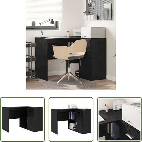 Bois d'ingénierie -  Bureau d'angle avec tiroir Chêne noir 102 x 88 x 75 cm (1/5)