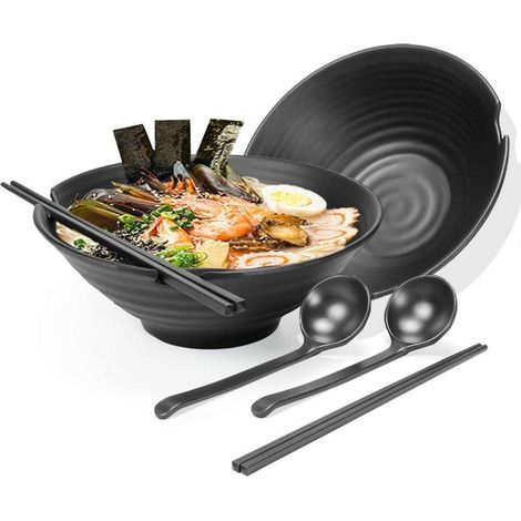 2er-Set Ramen-Schüsseln mit Essstäbchen & Löffeln, 1100ml, Kunststoff, spülmaschinenfest (1/5)