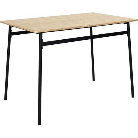 Table à Manger - HOME DECO FACTORY - Loka - Effet Bois Clair - Métallique Noir - Marron (1/4)