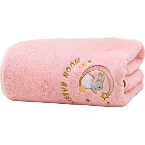 Serviette de bain 70 x 140 cm, serviette de plage, motif « Lapin de la Lune », serviette en coton doux, douce et absorbante pour la salle de bain, la cuisine, les soins du visage, la plage, etc. (1/5)