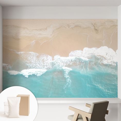 Papier peint avec colle pour décoration moderne de salon chambre à coucher cuisine et bureau Facile Vagues murmurantes 152x104 cm (1/5)