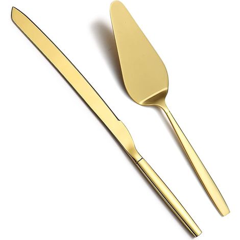 Goldene Tortenheber, Tortenmesser und Tortenheber-Set – perfekt für Hochzeiten, Geburtstage, Partys und Veranstaltungen (1/5)