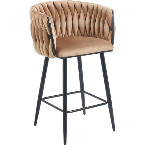 Taburete capuchino de terciopelo H7-FX (estructura negra) (1/4)