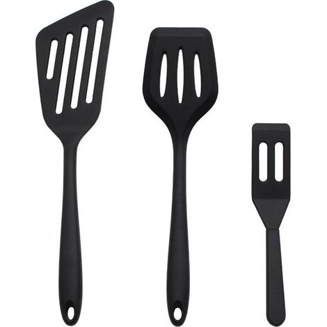 Juego de 3 espátulas de silicona，Utensilios de cocina de silicona，Espátula angular para freír，Juego de utensilios de cocina de silicona (1/5)