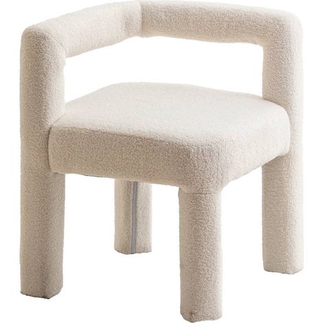 Made In Meubles – Fauteuil relax d'angle en tissu bouclette blanc – Dimensions 66x53x54 cm – Conception moderne pour optimiser l'espace (1/5)
