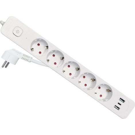 REGLETA ALIMENTACION EQUIP 245555 5 TOMAS SCHUKO 2xUSB-A 1xUSB-C COLOR BLANCO