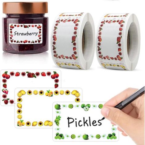 2 etichette autoadesive per barattoli, etichette per marmellata, adesivi autoadesivi per marmellata, etichette per congelatore, decorative, rimovibili, set da cucina (1/5)