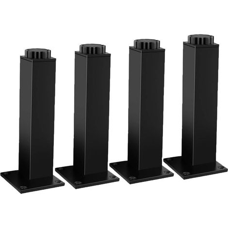 Pieds de meuble réglables 4 jeux – Métal noir – Capacité de charge 400 kg – Hauteur 30 cm – Ajustable de 18 mm – Antidérapants (1/3)